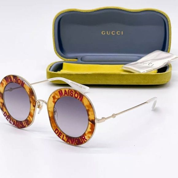 Sale! New Gucci Unisex 44mm Gold and Brown Sunglasses! - Picture 1 of 7